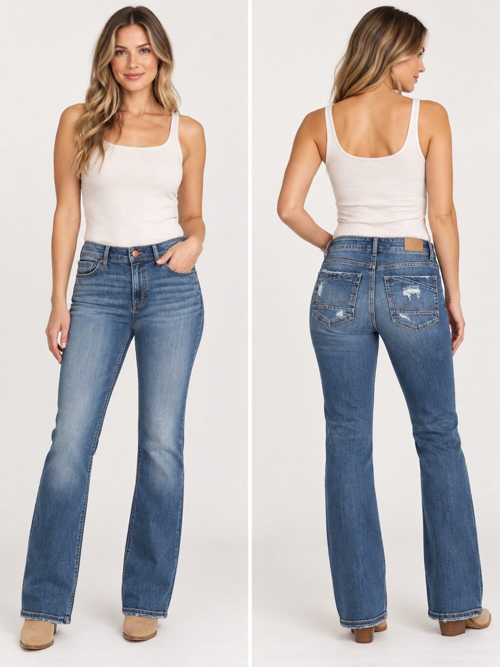 BKE Payton Jeans Women 29 x 31.5 Mid Rise Bootcut Distressed Stretch Denim